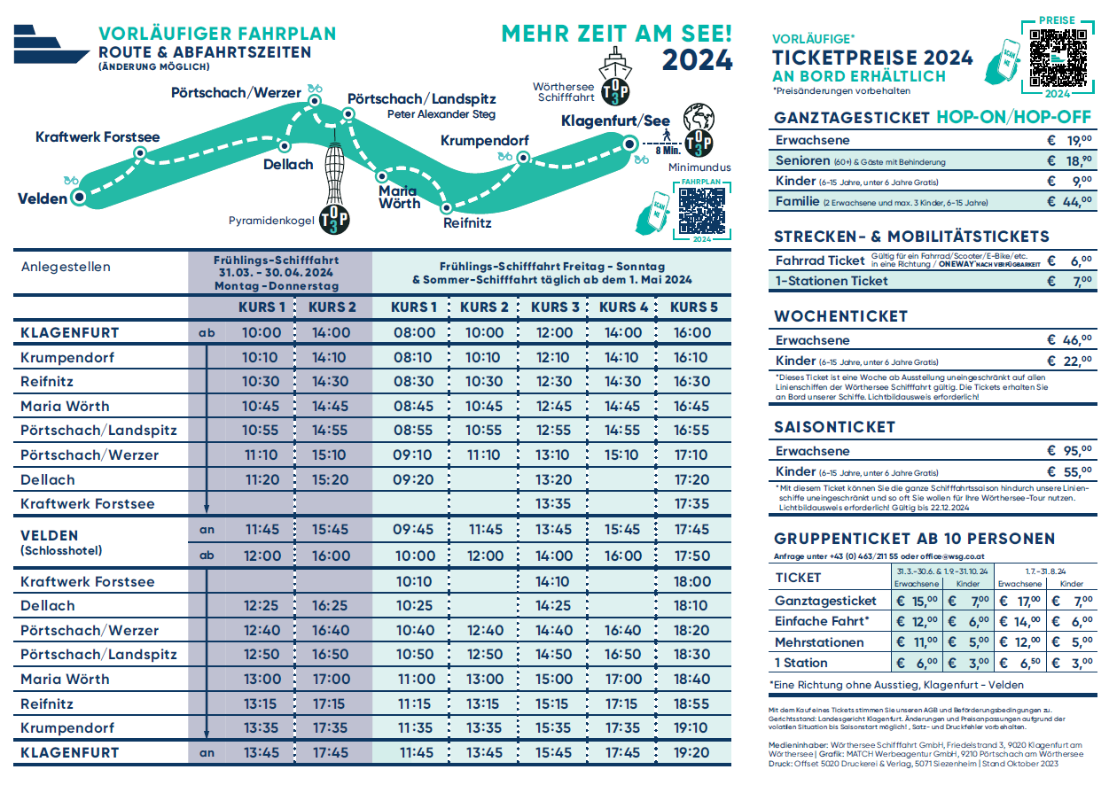 Vorläufiger Fahrplan 2024 - Wörthersee Schifffahrt